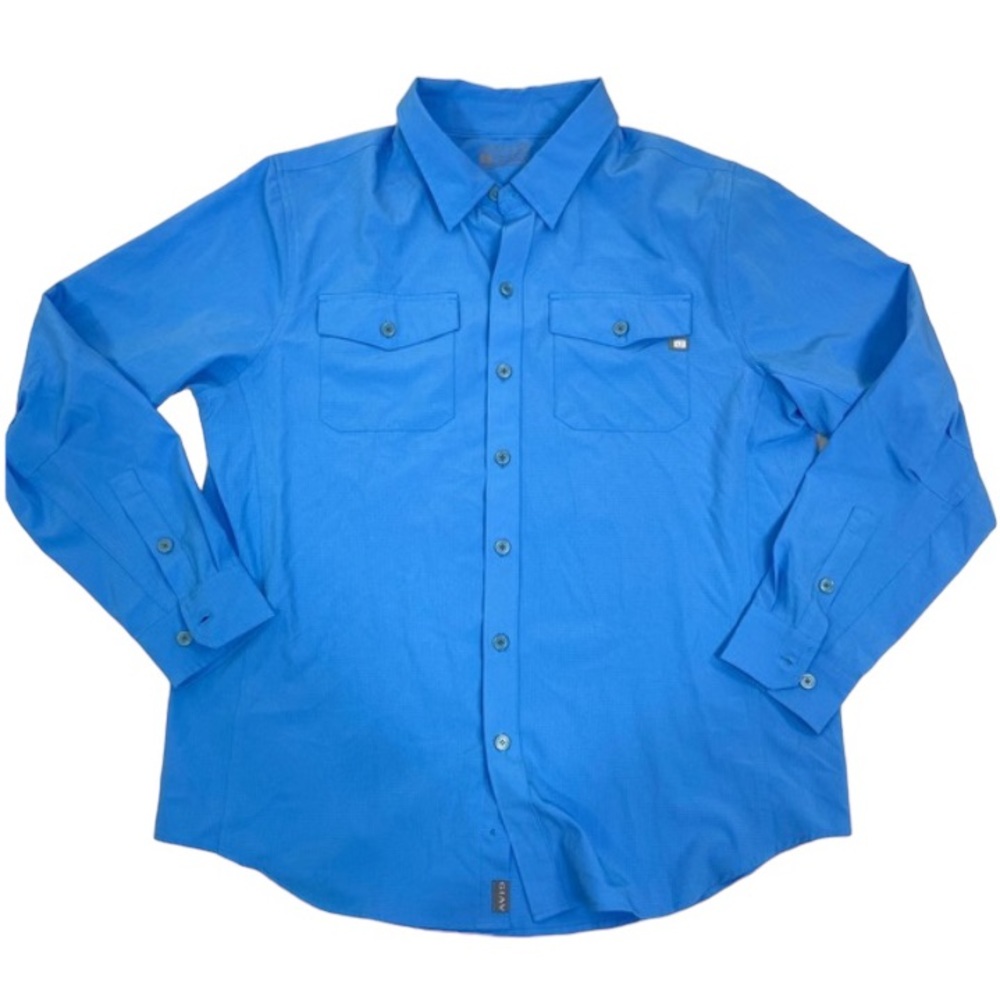 AVID blue men’s button down fishing outdoor shirt. Size Large